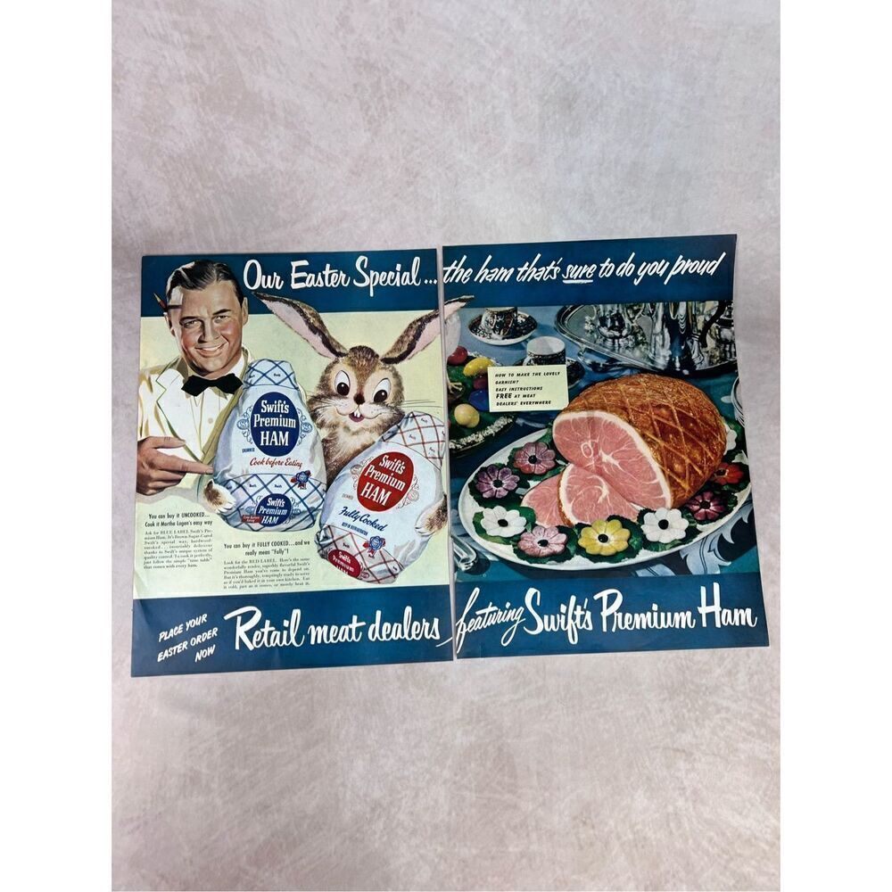 Vintage 1951 Swifts Premium Easter Ham Vintage Ad Magazine Print Foods Meats